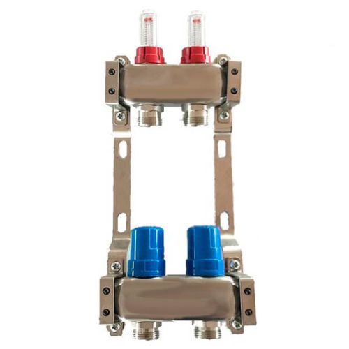 Колектор для теплої підлоги Tervix Pro Line на 2 контури з витратомірами нержавіюча сталь 501102