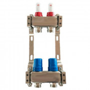 Коллектор для теплого пола Tervix Pro Line на 2 контура с расходомерами нержавеющая сталь 501102