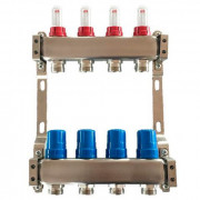 Коллектор для теплого пола Tervix Pro Line на 4 контура с расходомерами нержавеющая сталь 501104