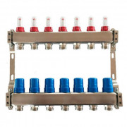 Коллектор для теплого пола Tervix Pro Line на 7 контуров с расходомерами нержавеющая сталь 501107