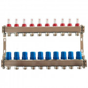 Коллектор для теплого пола Tervix Pro Line на 10 контуров с расходомерами нержавеющая сталь 501110