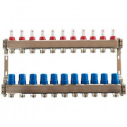 Коллектор для теплого пола Tervix Pro Line на 11 контуров с расходомерами нержавеющая сталь 501111