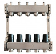 Коллектор для теплого пола Tervix Pro Line на 5 контуров без расходомеров нержавеющая сталь 501005