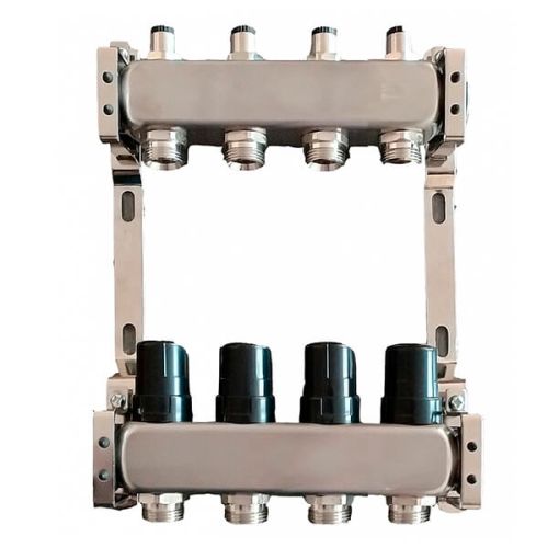 Колектор для теплої підлоги Tervix Pro Line на 4 контури без витратомірів нержавіюча сталь 501004