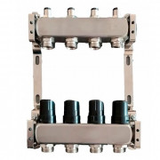 Коллектор для теплого пола Tervix Pro Line на 4 контура без расходомеров нержавеющая сталь 501004