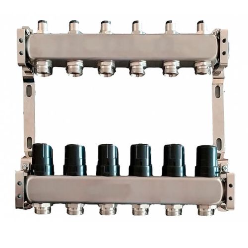 Колектор для теплої підлоги Tervix Pro Line на 6 контурів без витратомірів нержавіюча сталь 501006