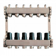 Коллектор для теплого пола Tervix Pro Line на 6 контуров без расходомеров нержавеющая сталь 501006