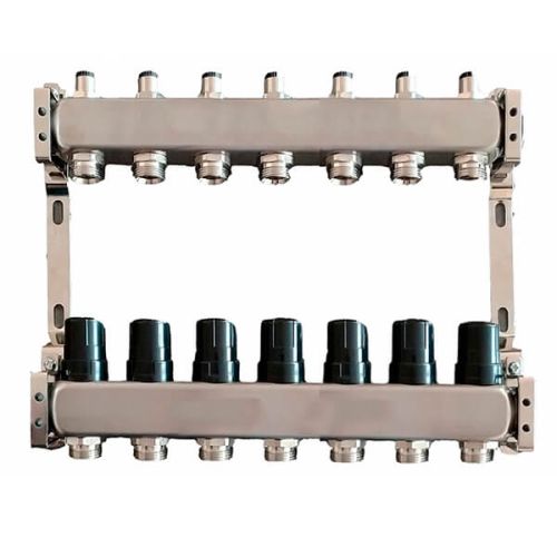 Коллектор для теплого пола Tervix Pro Line на 7 контуров без расходомеров нержавеющая сталь 501007