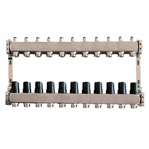 Колектор для теплої підлоги Tervix Pro Line на 11 контурів без витратомірів нержавіюча сталь 501011