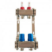 Коллектор для теплого пола Tervix Pro Line на 2 контура с расходомерами нержавеющая сталь 501102