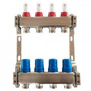 Коллектор для теплого пола Tervix Pro Line на 4 контура с расходомерами нержавеющая сталь 501104