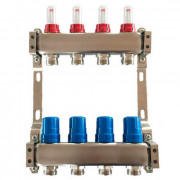 Коллектор для теплого пола Tervix Pro Line на 4 контура с расходомерами нержавеющая сталь 501104