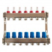 Коллектор для теплого пола Tervix Pro Line на 7 контуров с расходомерами нержавеющая сталь 501107
