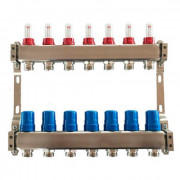 Коллектор для теплого пола Tervix Pro Line на 7 контуров с расходомерами нержавеющая сталь 501107