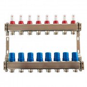 Коллектор для теплого пола Tervix Pro Line на 8 контуров с расходомерами нержавеющая сталь 501108