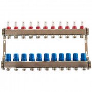 Коллектор для теплого пола Tervix Pro Line на 11 контуров с расходомерами нержавеющая сталь 501111