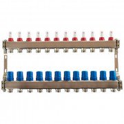 Коллектор для теплого пола Tervix Pro Line на 12 контуров с расходомерами нержавеющая сталь 501112