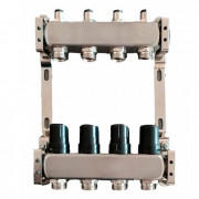 Коллектор для теплого пола Tervix Pro Line на 4 контура без расходомеров нержавеющая сталь 501004