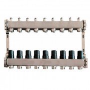 Коллектор для теплого пола Tervix Pro Line на 9 контуров без расходомеров нержавеющая сталь 501009