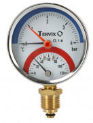 Термоманометр Tervix Pro Line 80/0-10 бар 0-120°С радіальний з монтажним клапаном R1/2'' 357318