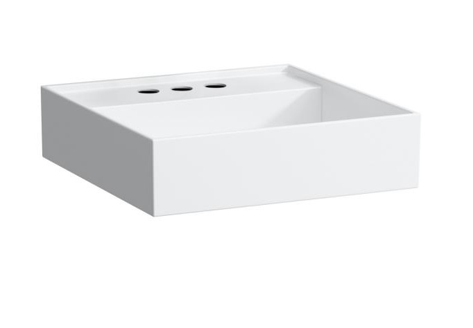 Раковина для ванной Laufen Kartell 46х46 см с 3 отверстиями без перелива керамика белый с покрытием LCC H8153314001581