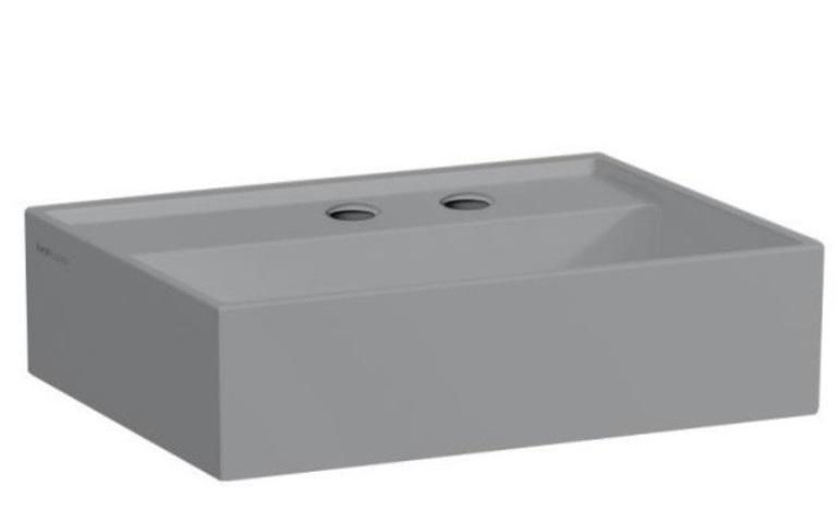 Раковина для ванної Laufen Kartell 46х46 см з 2 отворами без переливу кераміка графіт матовий H8153317588151