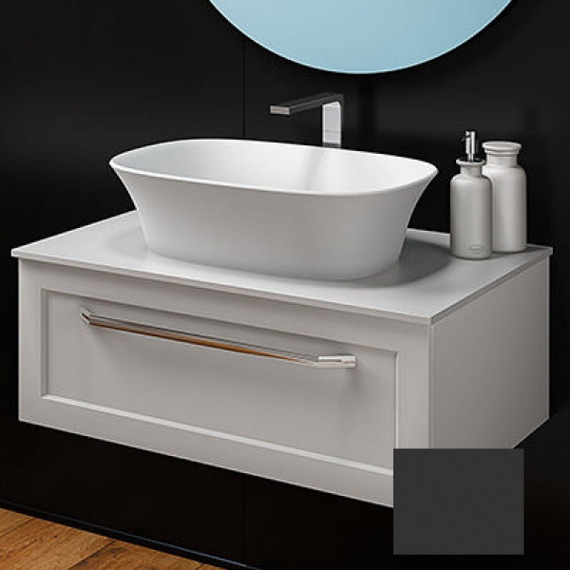 Тумба под раковину Kolpa San Blanche OB 75 подвесная 53х75х29.2 см МДФ/ДСП антрацит со столешницей Kerrock белый 547690