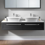 Тумба под раковину Kolpa San Blanche OB 150 подвесная 53х150х29.2 см МДФ/ДСП антрацит со столешницей Kerrock белый 547730