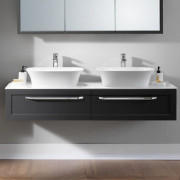 Тумба под раковину Kolpa San Blanche OB 150 подвесная 53х150х29.2 см МДФ/ДСП антрацит со столешницей Kerrock белый 547730