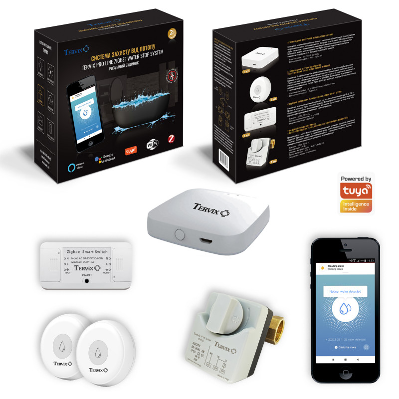 Система защиты от потопа для умного дома Tervix Pro Line ZigBee Water Stop на 1 трубу 3/4'' 4912612