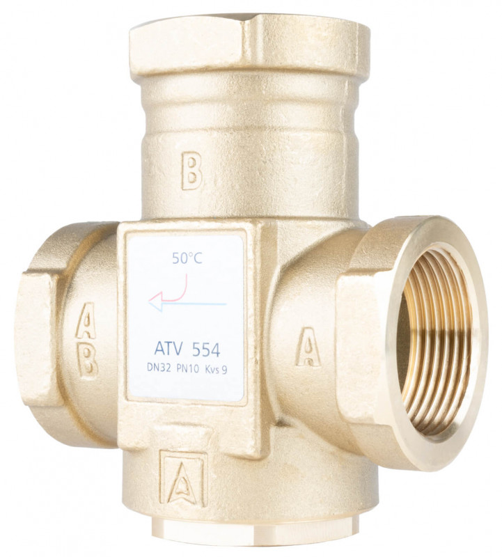 Термический клапан Afriso ATV 554 DN32 Rp 1¼'' Kvs 12 номинальная температура 50°C латунь 1655410