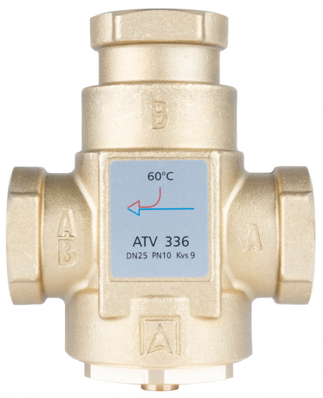 Термический клапан Afriso ATV 336 DN25 Rp 1'' Kvs 9 номинальная температура 60°C латунь 1633610