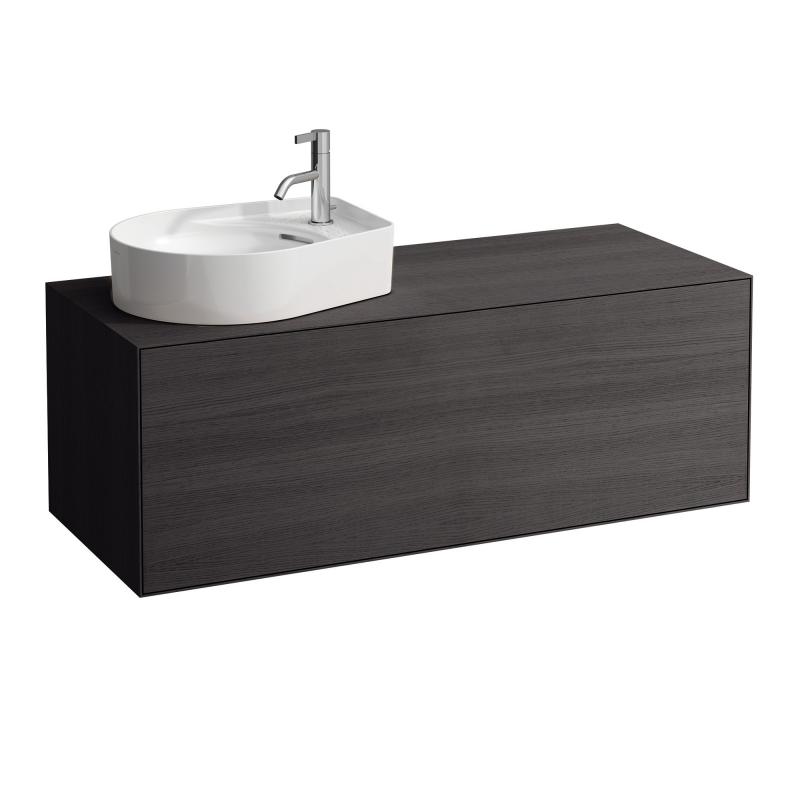 Тумба під раковину Laufen Boutique 120х50х43 см виріз зліва ЛДСП/МДФ темний дуб H4090511502511