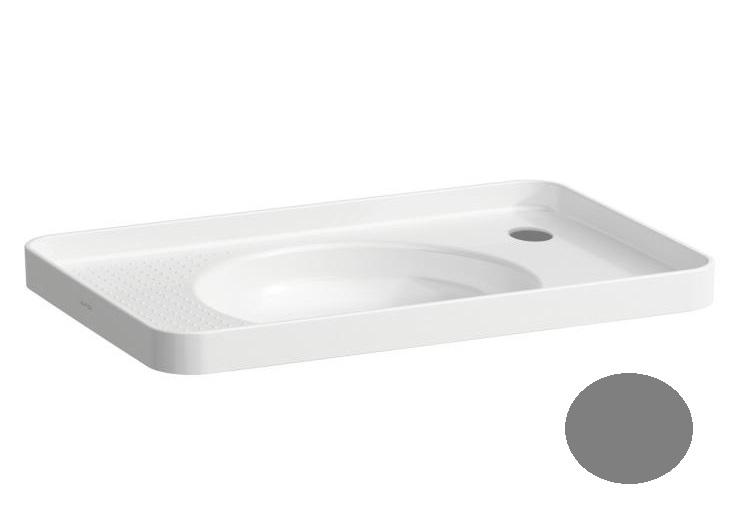 Раковина для ванної Laufen Val 55х36 см з одним отвором праворуч без переливу кераміка графіт матовий H8172817581141