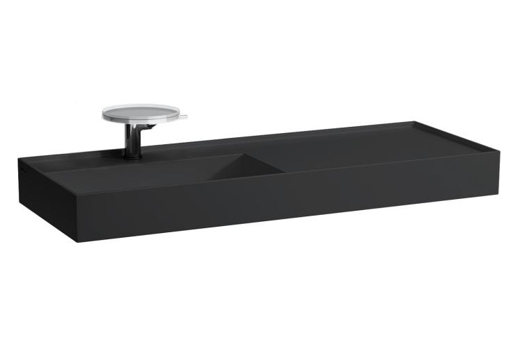 Раковина для ванной Laufen Kartell 120х46 см полка справа c 1 отверстием керамика черный матовый H8133327161111