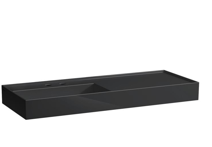 Раковина для ванной Laufen Kartell 120х46 см полка справа c 2 отверстиями керамика черный глянцевый H8133320208151