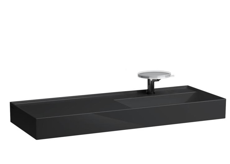 Раковина для ванной Laufen Kartell 120х46 см полка слева c 1 отверстием керамика черный глянцевый H8133330201111