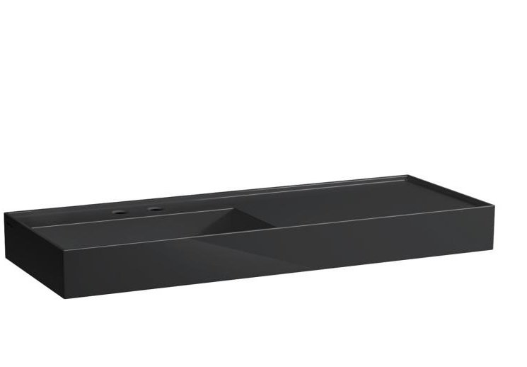 Раковина для ванної Laufen Kartell 120х46 см полиця праворуч з 2 отворами кераміка чорний глянсовий H8133320208151