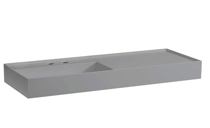 Раковина для ванної Laufen Kartell 120х46 см полиця праворуч з 2 отворами кераміка графіт матовий H8133327588151