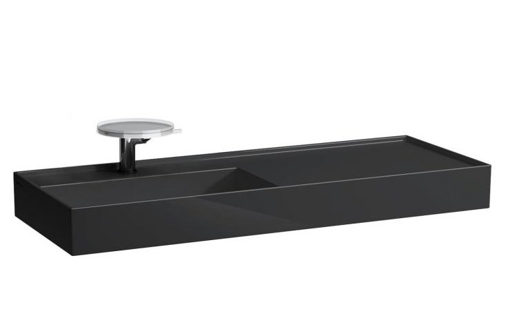 Раковина для ванной Laufen Kartell 120х46 см полка справа c 1 отверстием керамика черный глянцевый H8133320201111