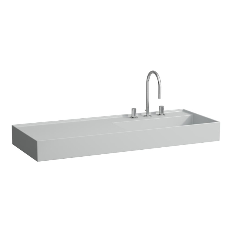 Раковина для ванної Laufen Kartell 120х46 см полиця зліва з 3 отворами кераміка матовий сірий H8133337591581