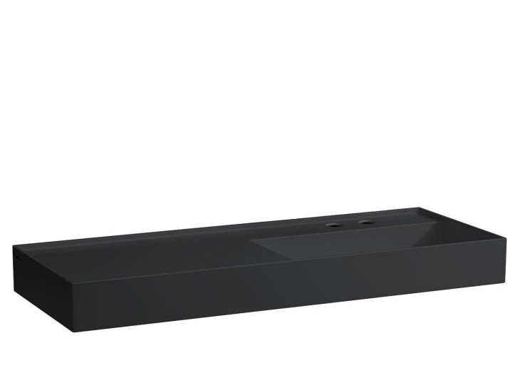 Раковина для ванной Laufen Kartell 120х46 см полка слева c 2 отверстиями керамика черный матовый H8133337168151