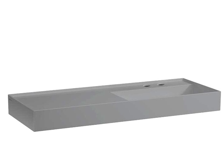 Раковина для ванной Laufen Kartell 120х46 см полка слева c 2 отверстиями керамика графит матовый H8133337588151