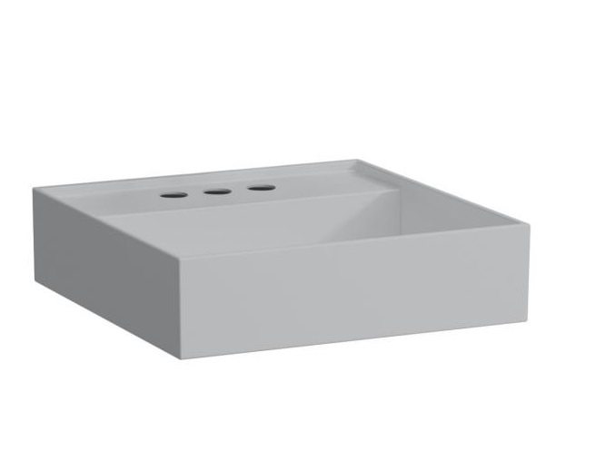Раковина для ванной Laufen Kartell 46х46 см с 3 отверстиями без перелива шлифованная керамика матовый серый H8183317591581