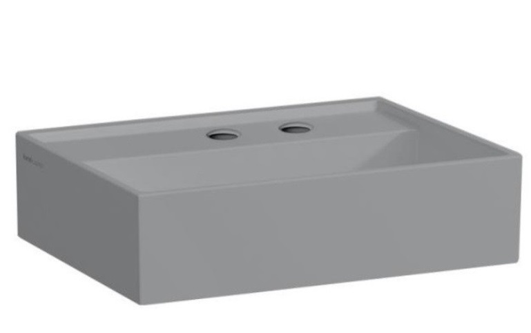 Раковина для ванной Laufen Kartell 46х46 см с 2 отверстиями без перелива шлифованная керамика графит матовый H8183317588151