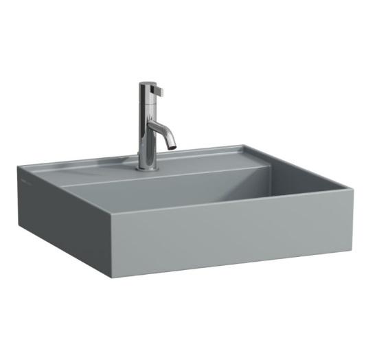 Раковина для ванної Laufen Kartell 45х34 см з 1 отвором під змішувач без переливу шліфована кераміка графіт матовий H8183307581111