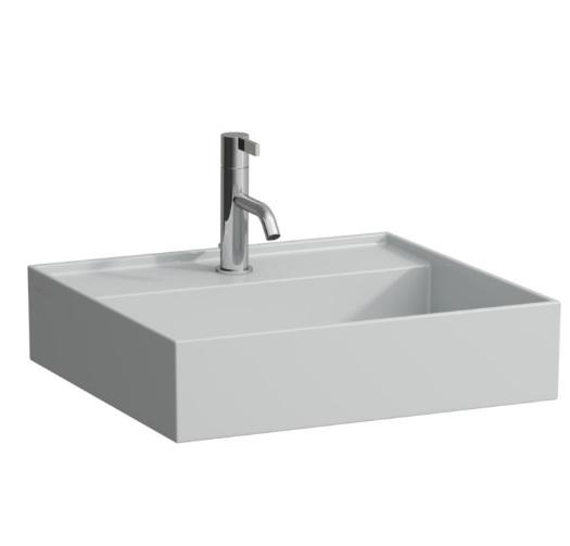 Раковина для ванної Laufen Kartell 45х34 см з 1 отвором під змішувач без переливу шліфована кераміка матовий сірий H8183307591111
