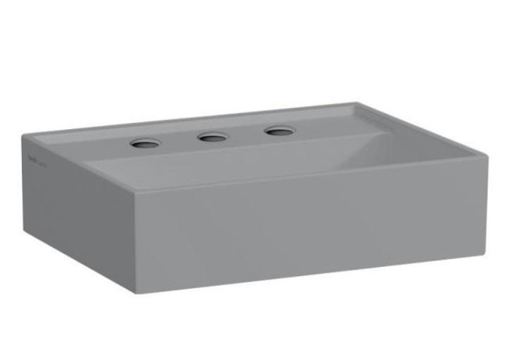 Раковина для ванної Laufen Kartell 46х46 см з 3 отворами без переливу шліфована кераміка графіт матовий H8183317581581