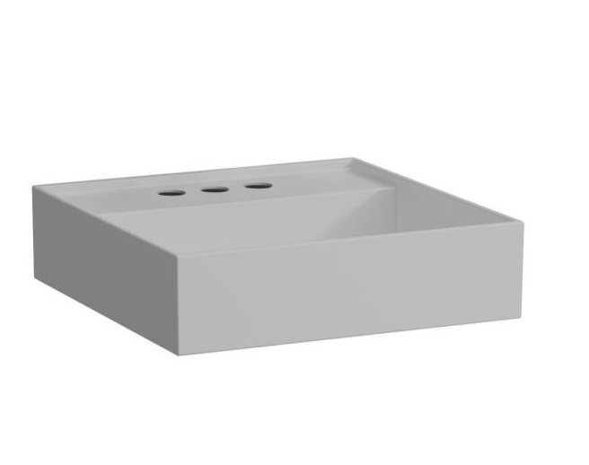 Раковина для ванної Laufen Kartell 46х46 см з 3 отворами без переливу шліфована кераміка матовий сірий H8183317591581