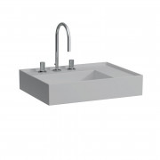 Раковина для ванной Laufen Kartell 60х46 см с 3 отверстиями полка справа шлифованная керамика матовый серый H8183347591581